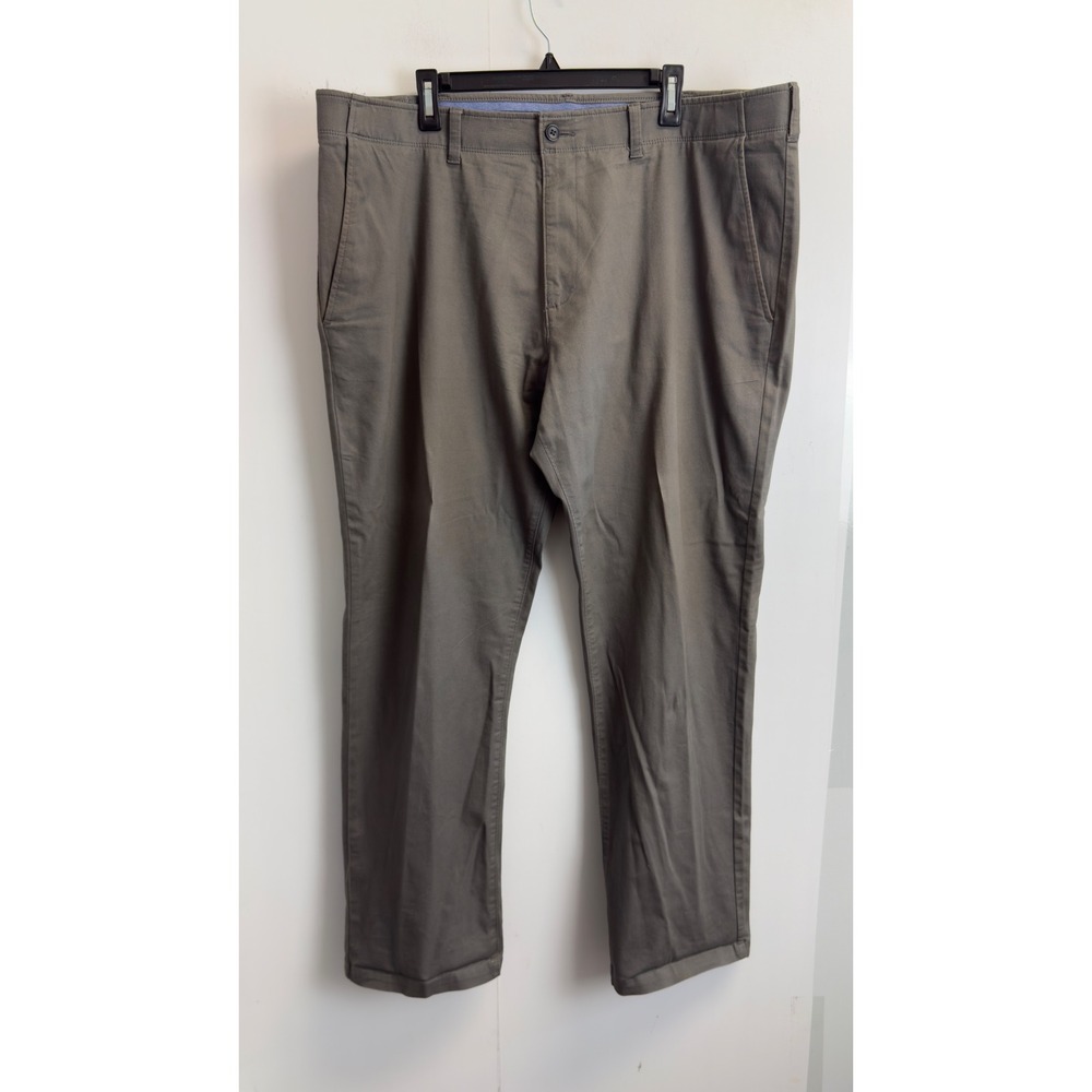 Haggar Mens 42x32 Coastal Comfort‎ Chino Pants Straight Fit Cotton Stretch Grey